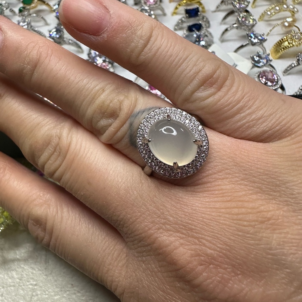 Natural ice jade marrow 925 sliver open size